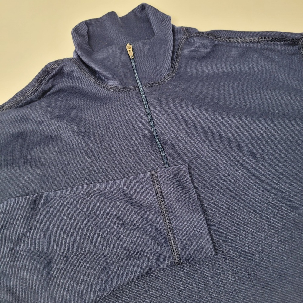 Patagonia Capilene Pullover Mens M Blue Excellent 1/4 Zip Ribbed Base Layer USA